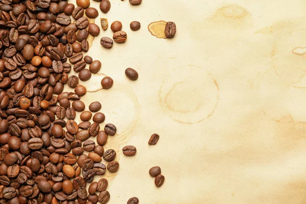 Brown Coffee Stains Beans Light Background — Stock Photo, Image