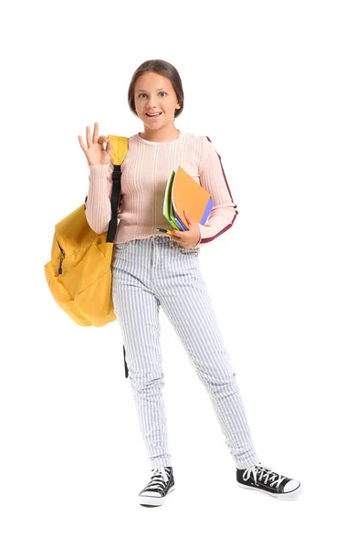 Teenage Schoolgirl White Background — Stock Photo, Image