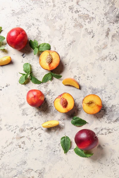 Composition Ripe Peaches Table — Stock Photo, Image