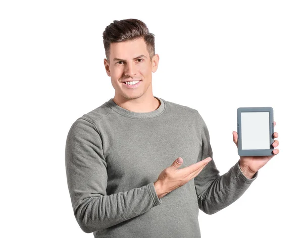 Young Man Reader White Background — Stock Photo, Image