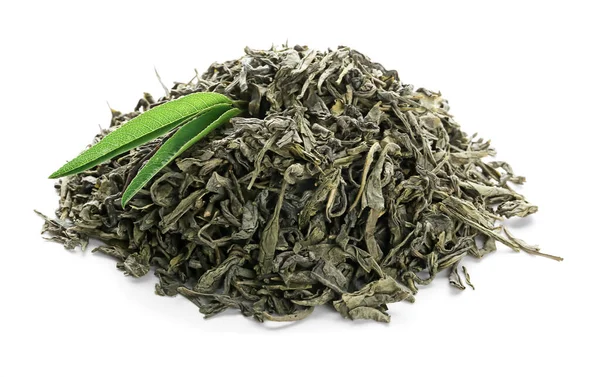 Dry Green Tea White Background — Stock Photo, Image