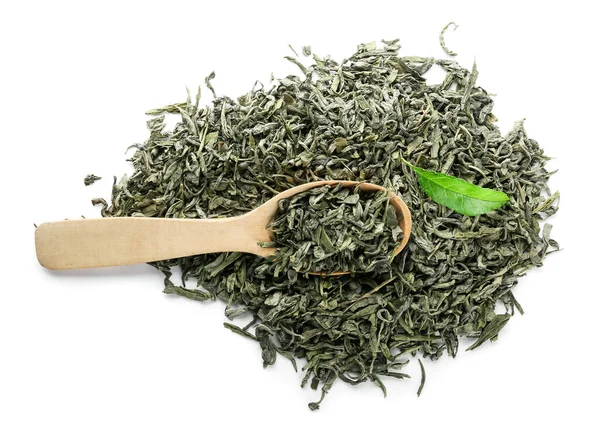 Dry Green Tea White Background — Stock Photo, Image