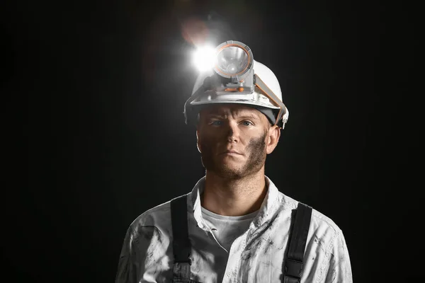 Miner Man Dark Background — Stock Photo, Image