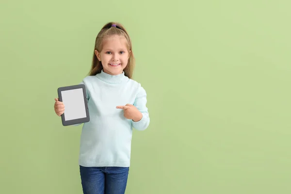 Little Girl Reader Color Background — Stock Photo, Image