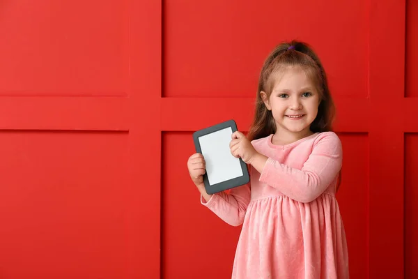 Little Girl Reader Color Background — Stock Photo, Image