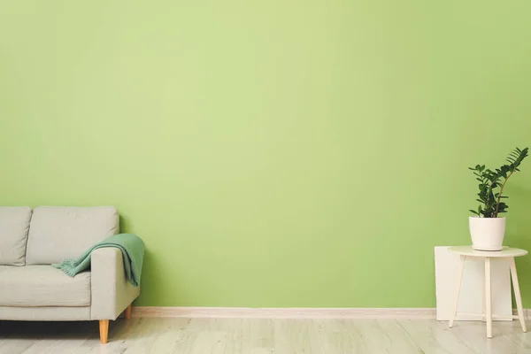 Sofa Plaid Table Color Wall Room — Stock Photo, Image