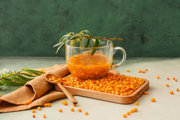 Tasty Homemade Sea Buckthorn Jam Table — Stock Photo, Image