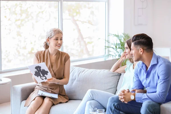 Psychologist Working Young Couple Office — Stock Photo, Image