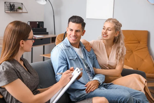 Psychologist Working Young Couple Office — Stock Photo, Image