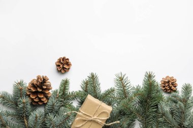 Beyaz arka planda güzel bir Noel kompozisyonu