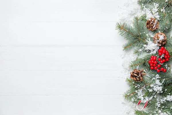 Beautiful Christmas Composition White Wooden Background — Stock Photo, Image