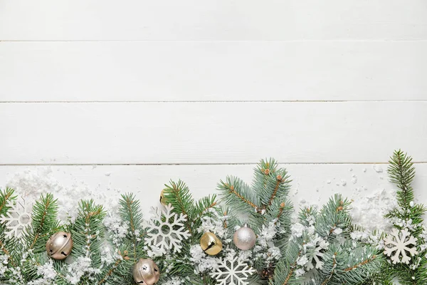 Beautiful Christmas Composition White Wooden Background — Stock Photo, Image