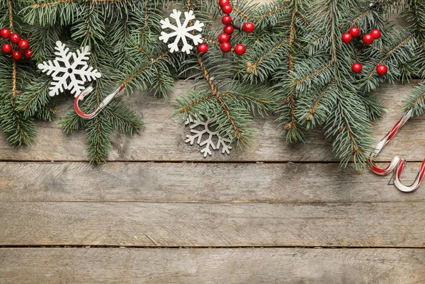 Beautiful Christmas Composition Wooden Background — Stock Photo, Image
