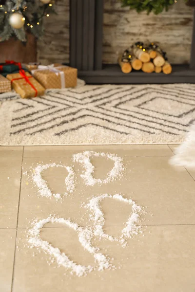 Footprints Santa Floor Room — Stock Photo, Image