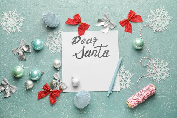 Blank Letter Santa Christmas Decor Color Background — Stock Photo, Image