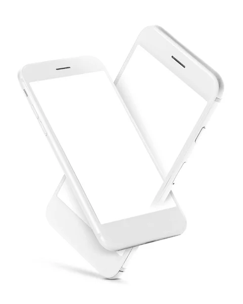 Telefony Komórkowe Pustymi Ekranami Białym Tle — Zdjęcie stockowe