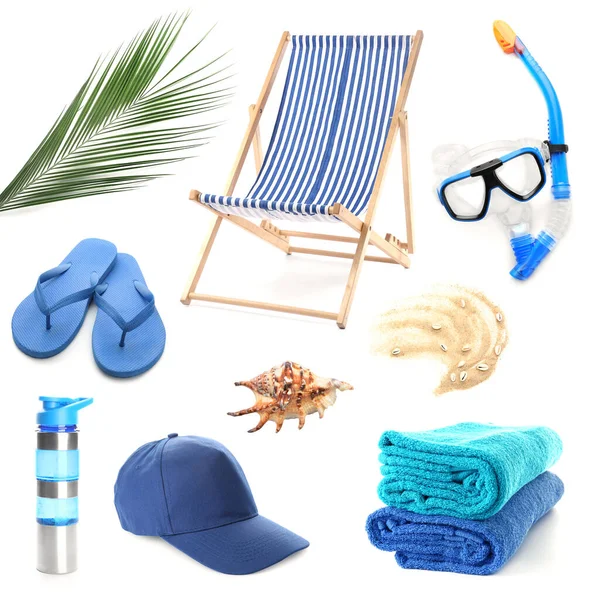 Set Male Beach Accessories White Background — Stock Photo, Image