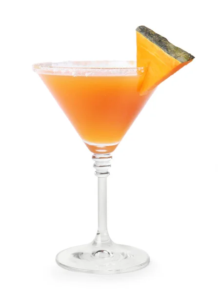 Copa Sabroso Pastel Calabaza Martini Sobre Fondo Blanco — Foto de Stock