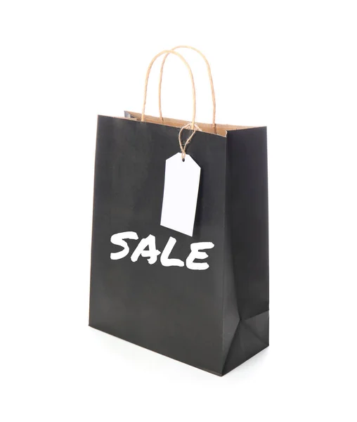 Paper Shopping Bag Word Sale White Background — Stock Photo, Image