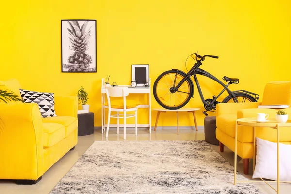 Interior Modern Room Bicycle — Stock Photo, Image