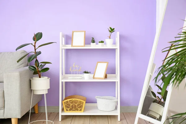 Stylish Interior Living Room Shelf Unit — Stock Photo, Image