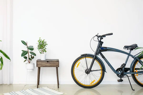 Interior Modern Room Bicycle Houseplants — Stock Photo, Image