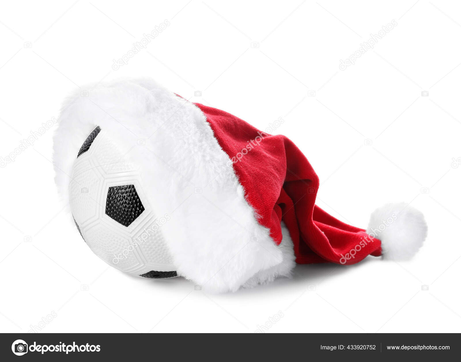 Santa Hat Soccer Ball White Background Stock Photo by ©serezniy 433920752