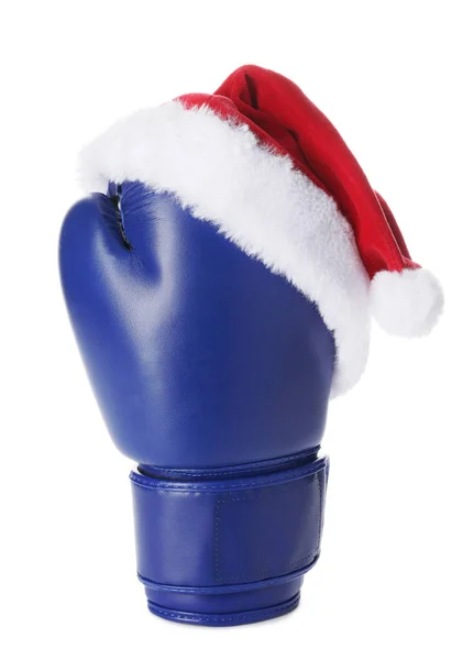 Santa Hat Boxing Glove White Background — Stock Photo, Image
