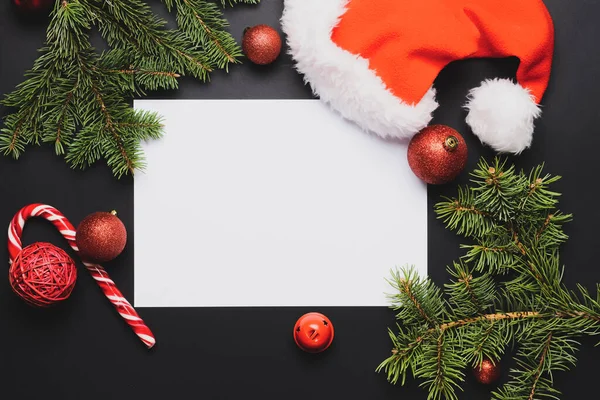 Blank Paper Letter Santa Christmas Decor Dark Background — Stock Photo, Image