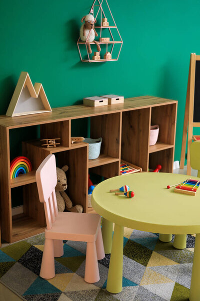 Interior of modern playroom in kindergarten