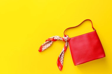 Renk arkaplanında şık çanta