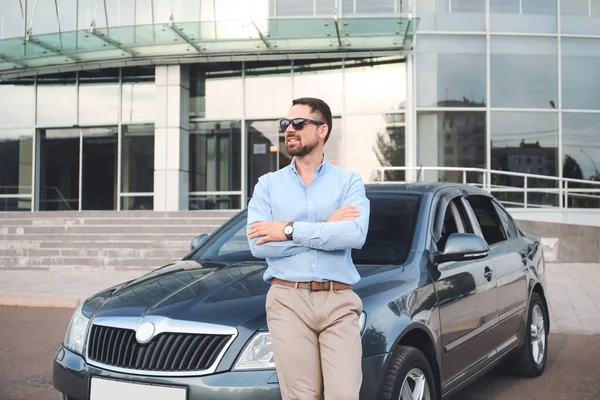 Handsome Man Modern Car — Stock Photo, Image