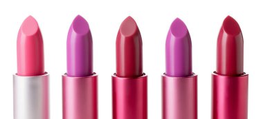 Beyaz arkaplanda farklı ruj izleri