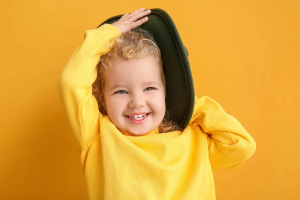 Stylish Little Girl Color Background — Stock Photo, Image