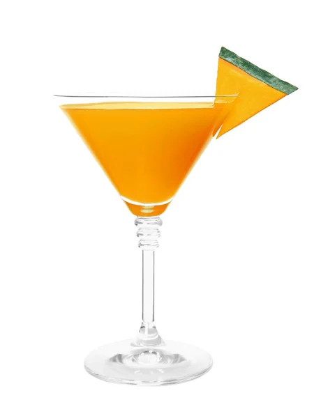 Glass Tasty Pumpkin Pie Martini White Background — Stock Photo, Image