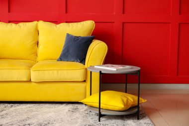 Rahat kanepeli, şık bir oda.