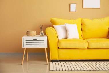 Rahat kanepeli, şık bir oda.