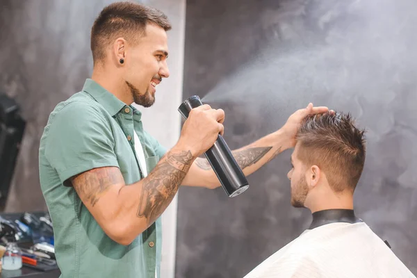 Professional Hairdresser Working Client Barbershop — Stock Photo, Image