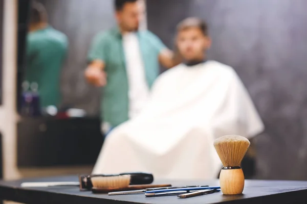 Narzędzia Golenia Dla Mężczyzn Salonie Fryzjerskim — Zdjęcie stockowe