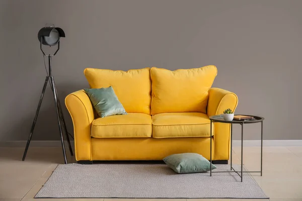 居心地の良いソファ付きのお部屋のスタイリッシュなインテリア — ストック写真