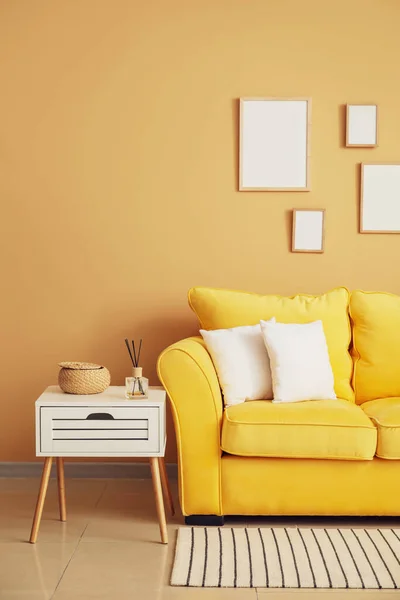 Stylish Interior Room Cozy Sofa — Foto de Stock
