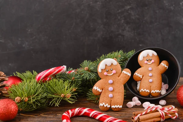 Christmas Composition Gingerbread Cookies Table — Stock Photo, Image