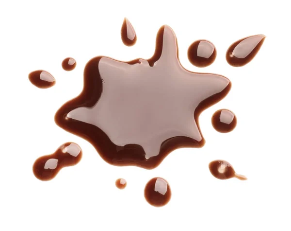 Cioccolato Liquido Rovesciato Sfondo Bianco — Foto Stock