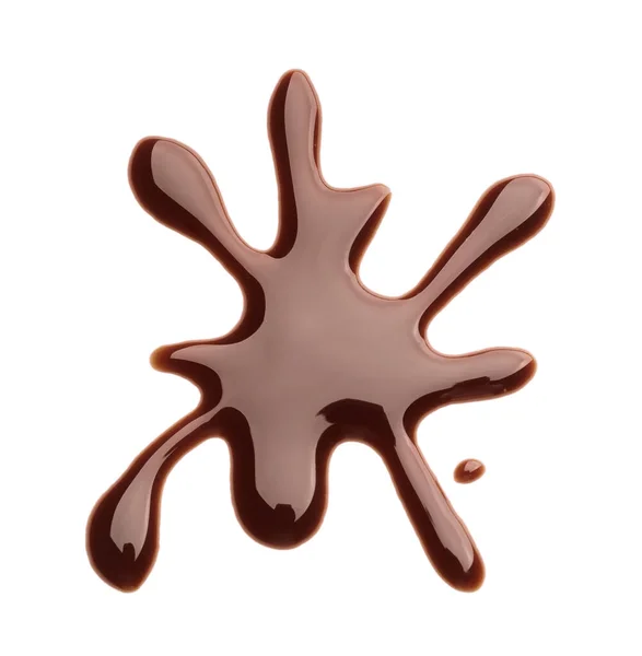 Chocolate Líquido Derramado Sobre Fondo Blanco —  Fotos de Stock