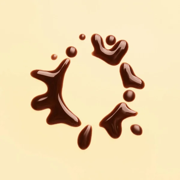 Cioccolato Liquido Rovesciato Sfondo Colore — Foto Stock