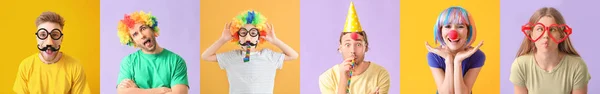 Collage People Celebrating April Fools Day — Stock Photo, Image