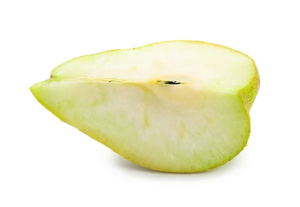 Piece Fresh Ripe Pear White Background — Stock Photo, Image