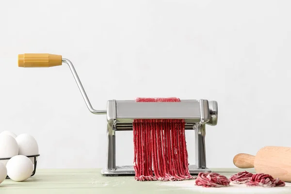 Pasta Maker Dough Kitchen Table — Stock Photo, Image