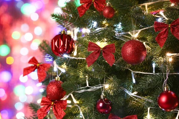 Hermoso Árbol Navidad Decorado Primer Plano —  Fotos de Stock