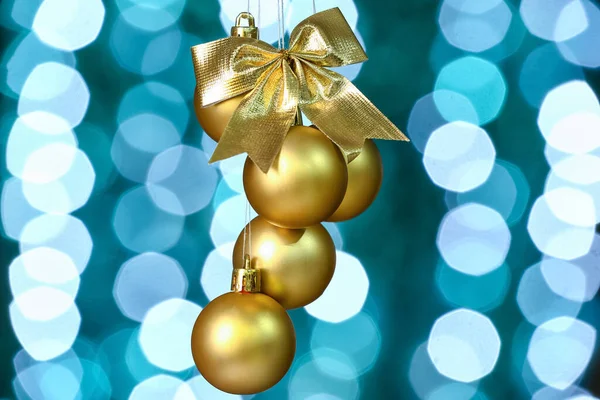 Hanging Christmas Balls Blurred Lights — Stock Photo, Image